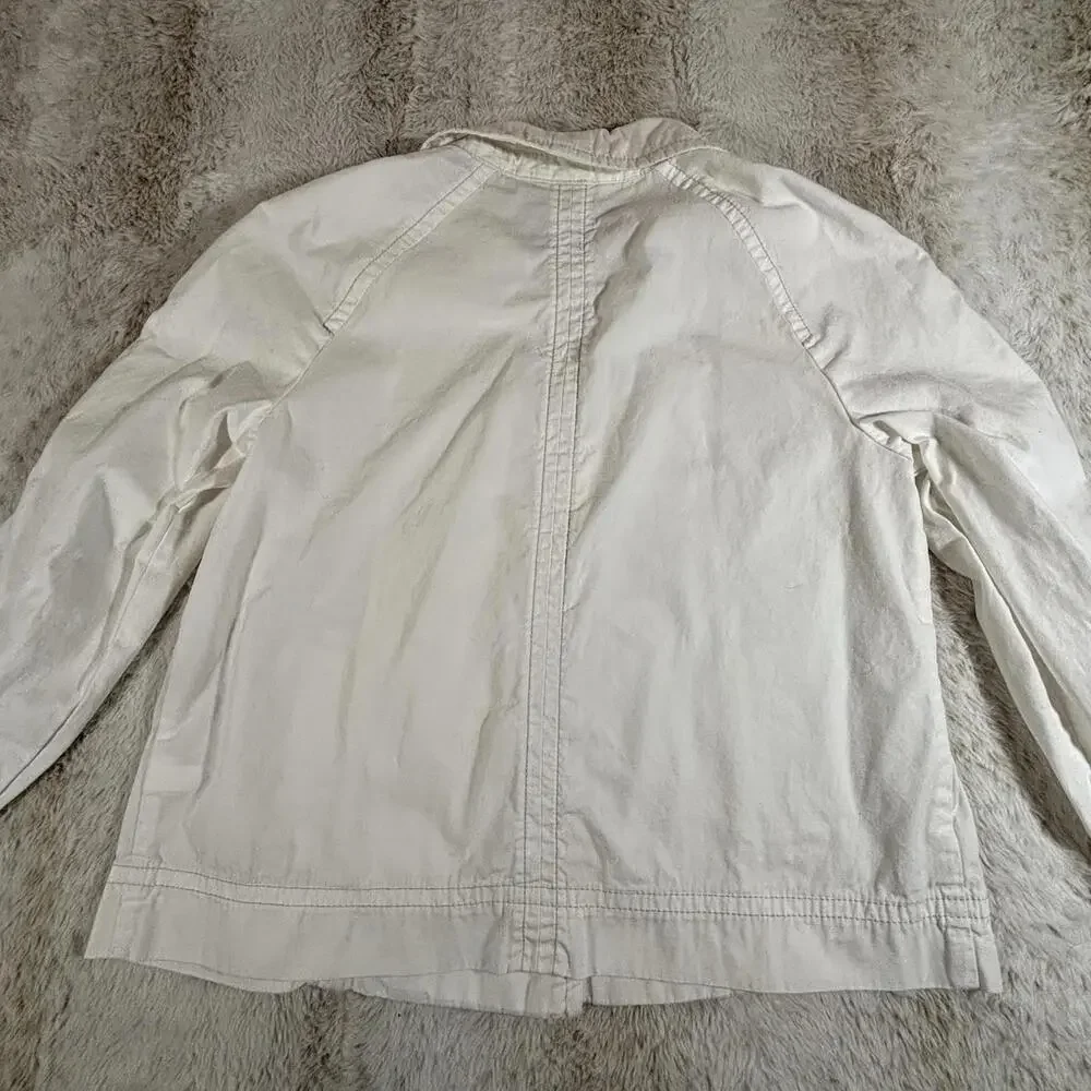 GAP Women’s White Cotton Utility Jacket Button Front Pockets Size Small